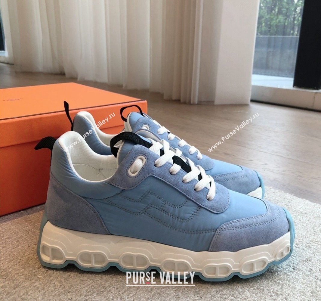 Hermes Impulse Sneakers in Parachute Fabric and Suede Blue 2024 0606 (XC-240606016)