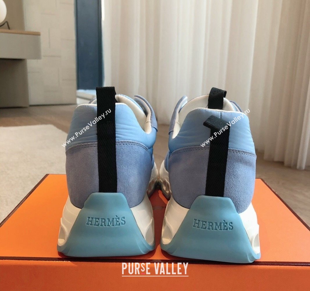 Hermes Impulse Sneakers in Parachute Fabric and Suede Blue 2024 0606 (XC-240606016)