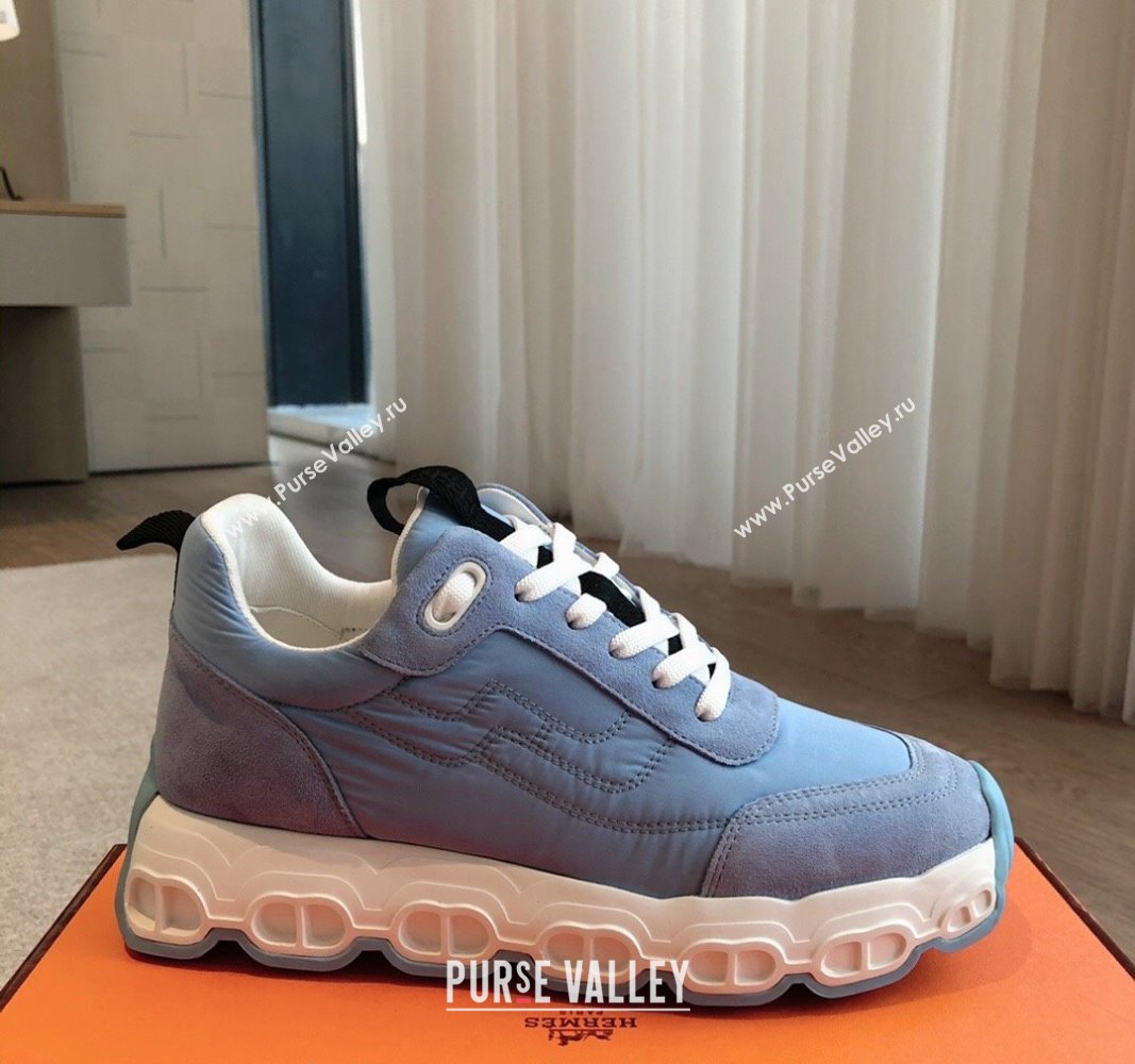 Hermes Impulse Sneakers in Parachute Fabric and Suede Blue 2024 0606 (XC-240606016)