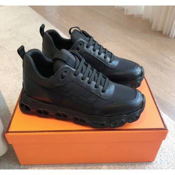 Hermes Impulse Sneakers in Parachute Fabric and Calfskin All Black 2024 0606 (XC-240606017)