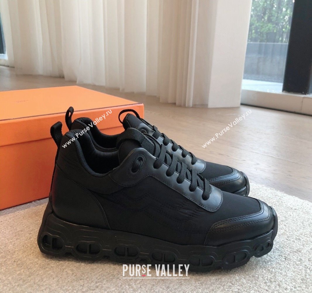 Hermes Impulse Sneakers in Parachute Fabric and Calfskin All Black 2024 0606 (XC-240606017)