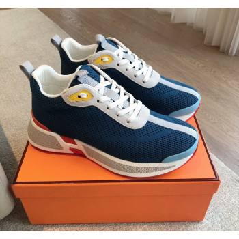 Hermes Heros Sneakers in Knit and Suede Blue 2 2024 0606 (XC-240606028)