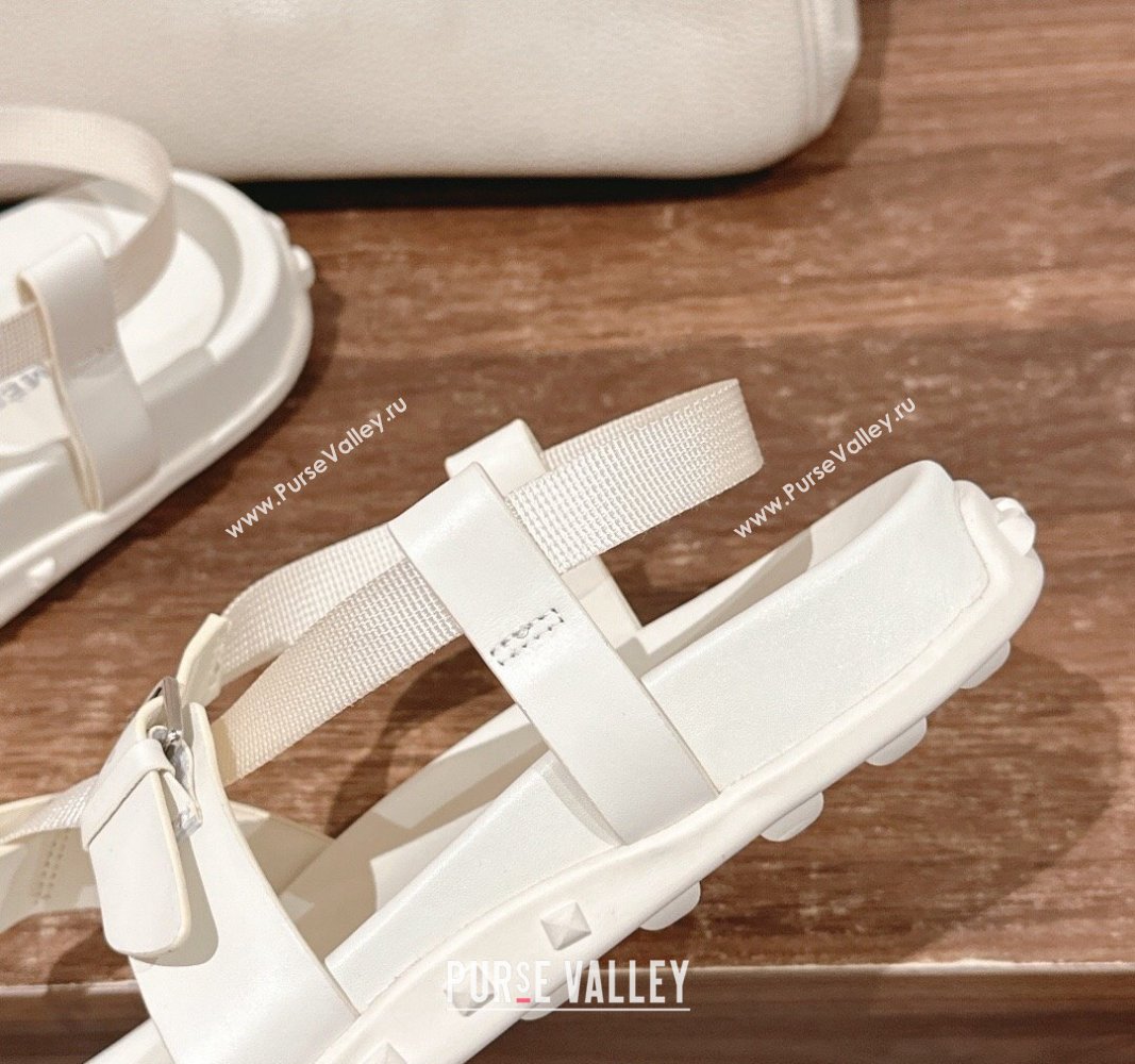 Hermes Inboard Flat Sandals with Buckle in Nappa Leather White 2024 0703 (MD-240703008)