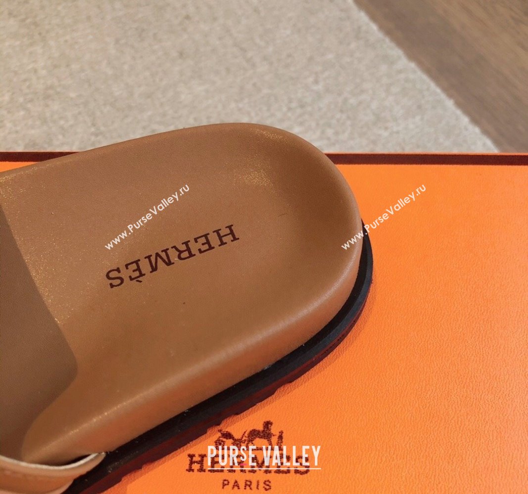 Hermes Empire Thong Slide Sandal in Calfskin with Kelly Buckle Brown 2024 (XC-240703013)