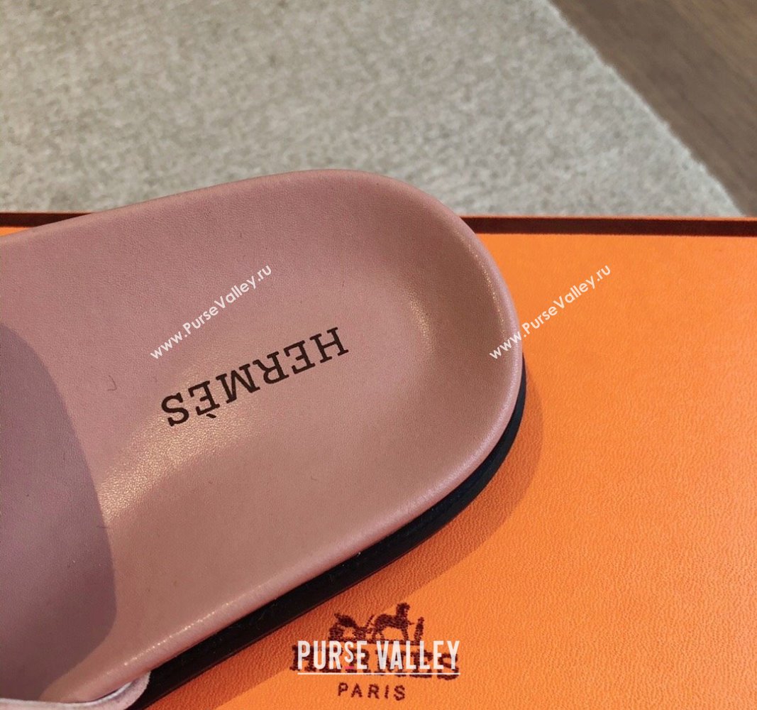 Hermes Empire Thong Slide Sandal in Suede with Kelly Buckle Light Pink 2024 (XC-240703019)