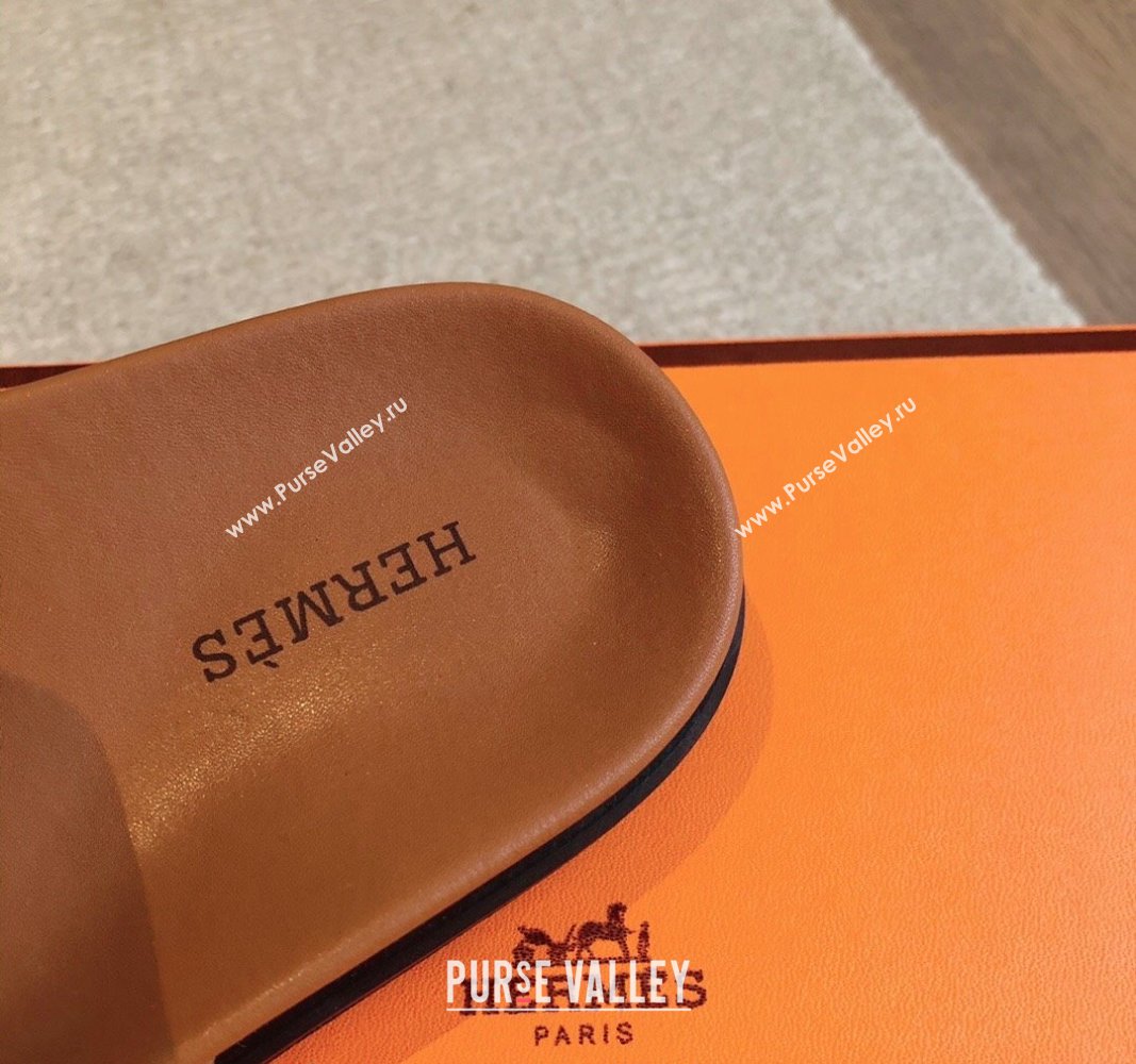 Hermes Empire Thong Slide Sandal in Suede with Kelly Buckle Brown 2024 (XC-240703025)