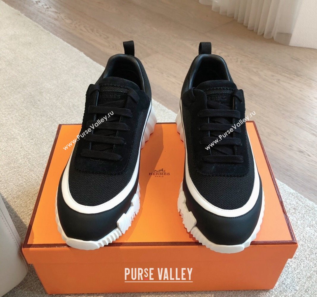 Hermes Bouncing Sneakers in Contrasting Leather and Mesh Black 2024 0703 (XC-240703029)