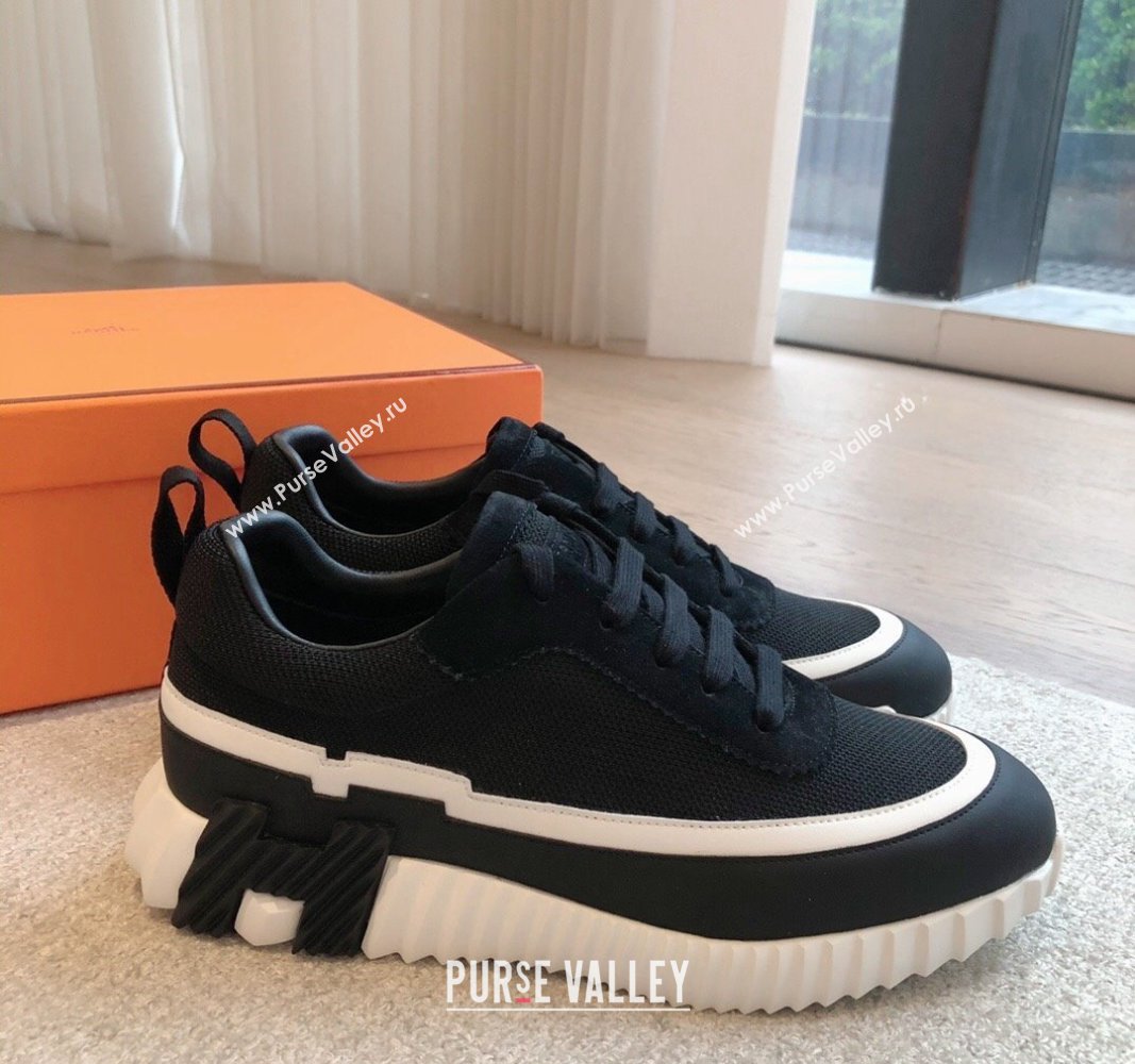 Hermes Bouncing Sneakers in Contrasting Leather and Mesh Black 2024 0703 (XC-240703029)