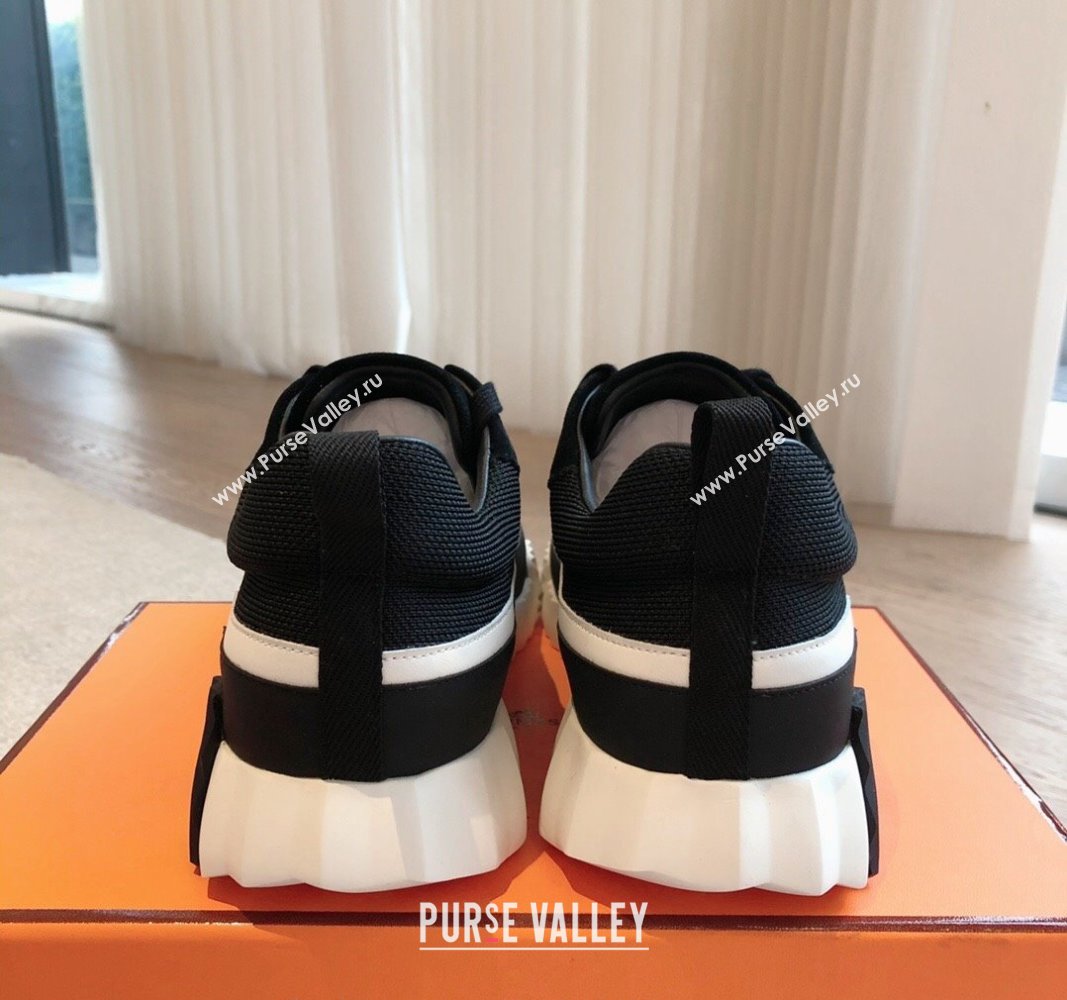 Hermes Bouncing Sneakers in Contrasting Leather and Mesh Black 2024 0703 (XC-240703029)