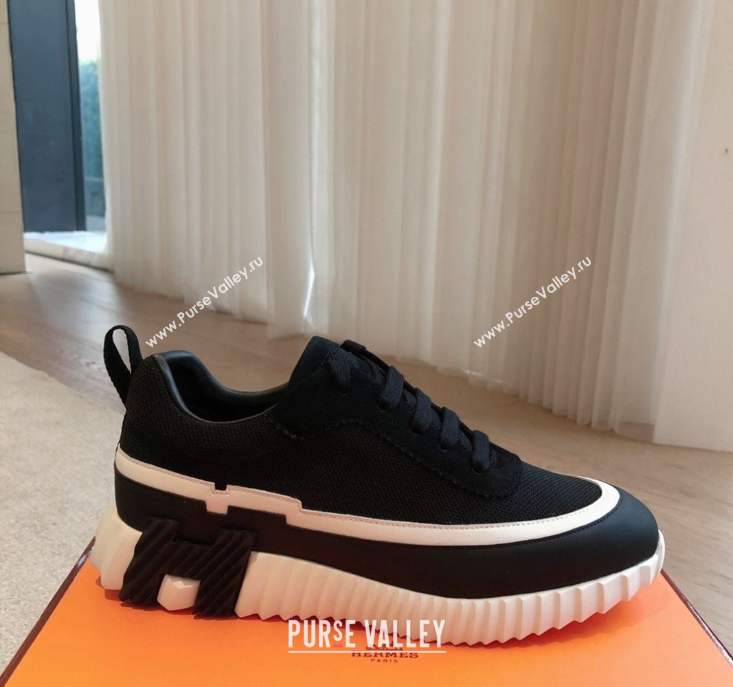 Hermes Bouncing Sneakers in Contrasting Leather and Mesh Black 2024 0703 (XC-240703029)