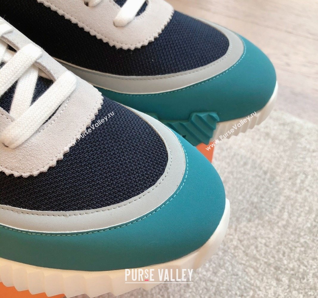 Hermes Bouncing Sneakers in Contrasting Leather and Mesh Blue 2024 0703 (XC-240703030)