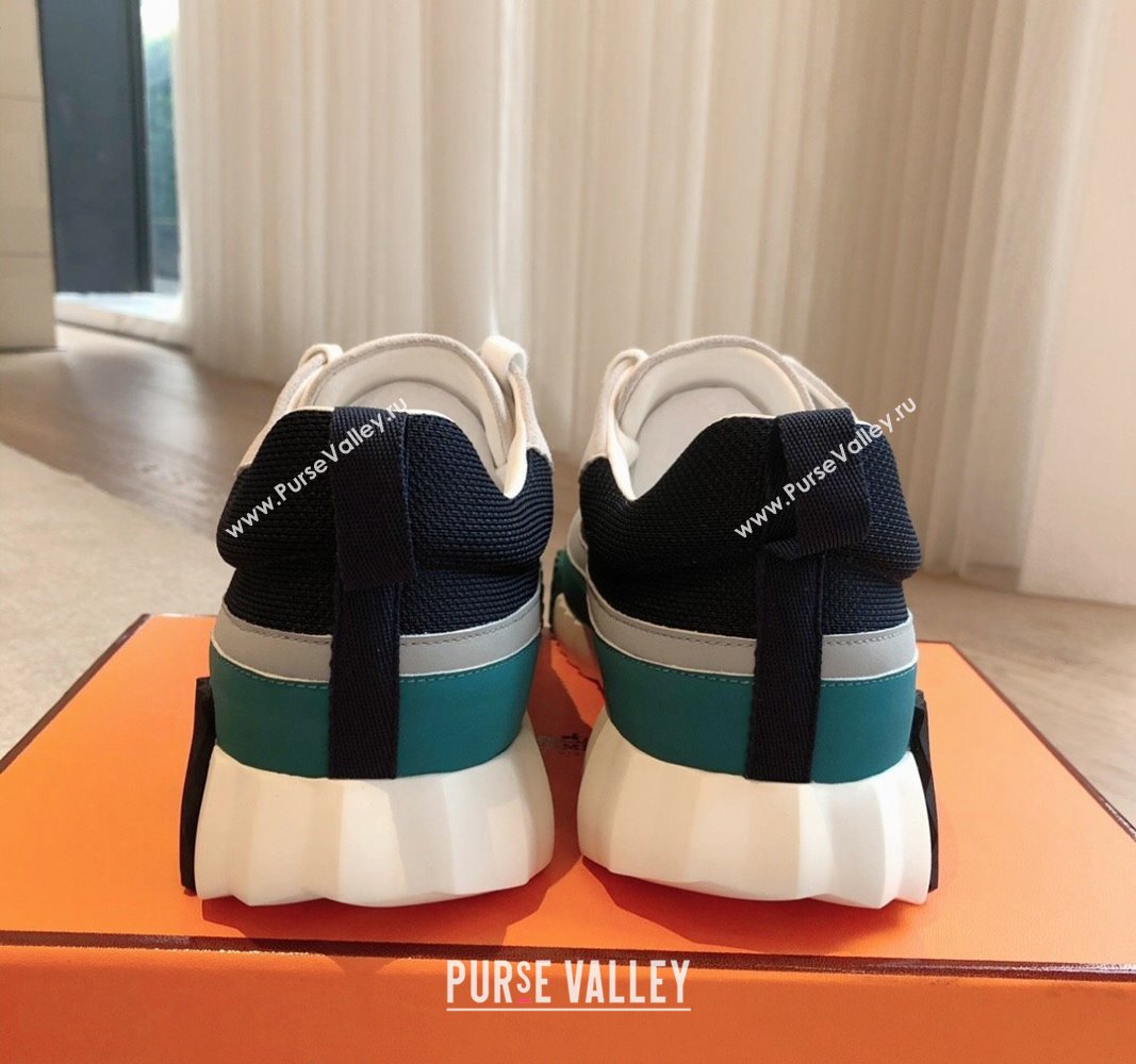 Hermes Bouncing Sneakers in Contrasting Leather and Mesh Blue 2024 0703 (XC-240703030)