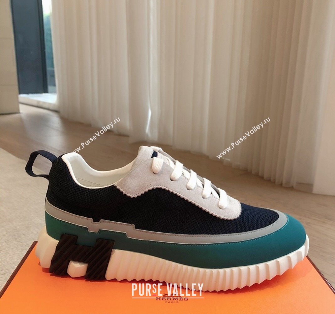 Hermes Bouncing Sneakers in Contrasting Leather and Mesh Blue 2024 0703 (XC-240703030)