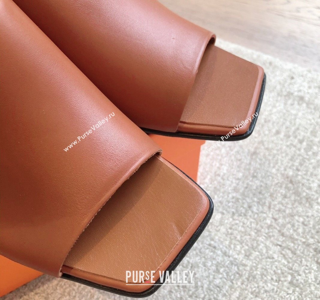 Hermes Iconique Heel Slides Sandal 6cm in Calfskin Brown 2024 (XC-240703036)