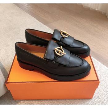 Hermes Impact Loafers Flat in Calfskin with Glenan Buckle Black 2024 (XC-240703039)