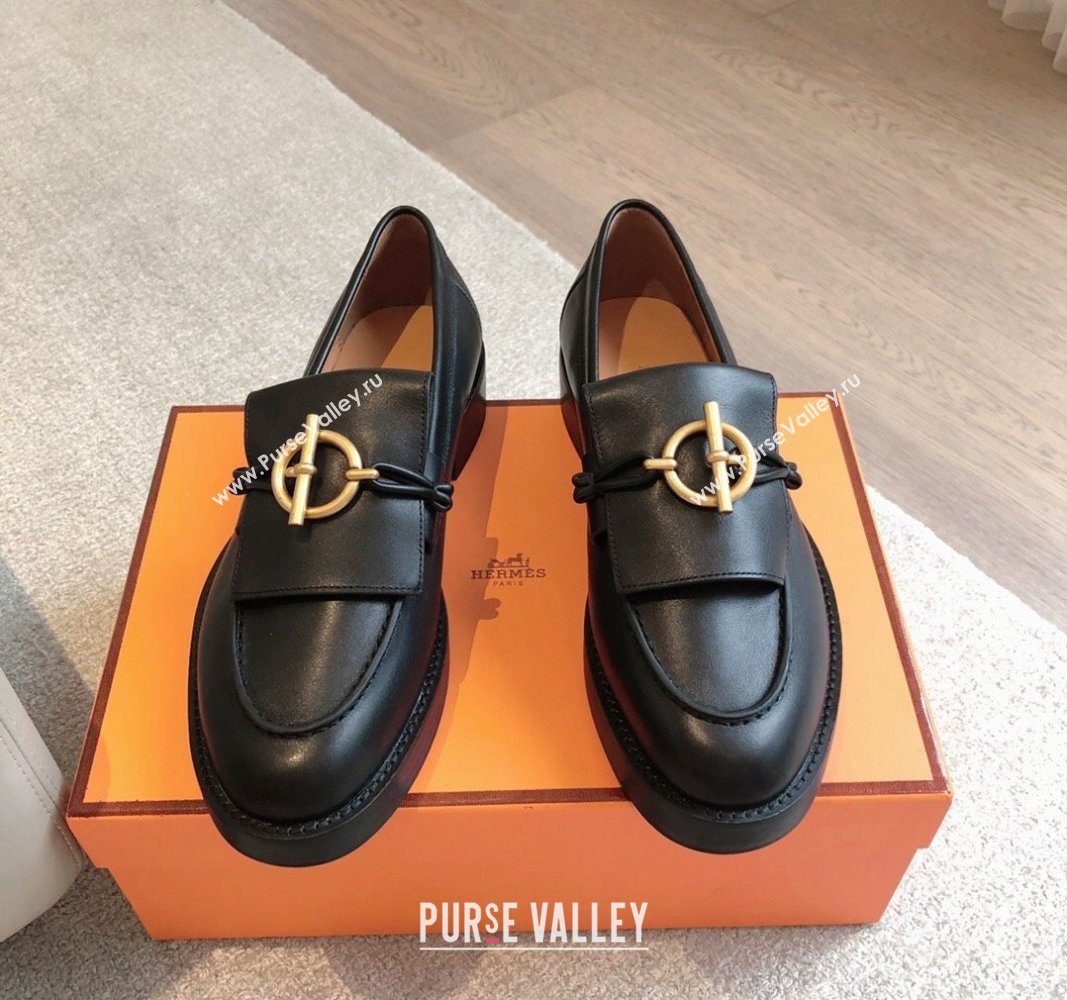 Hermes Impact Loafers Flat in Calfskin with Glenan Buckle Black 2024 (XC-240703039)