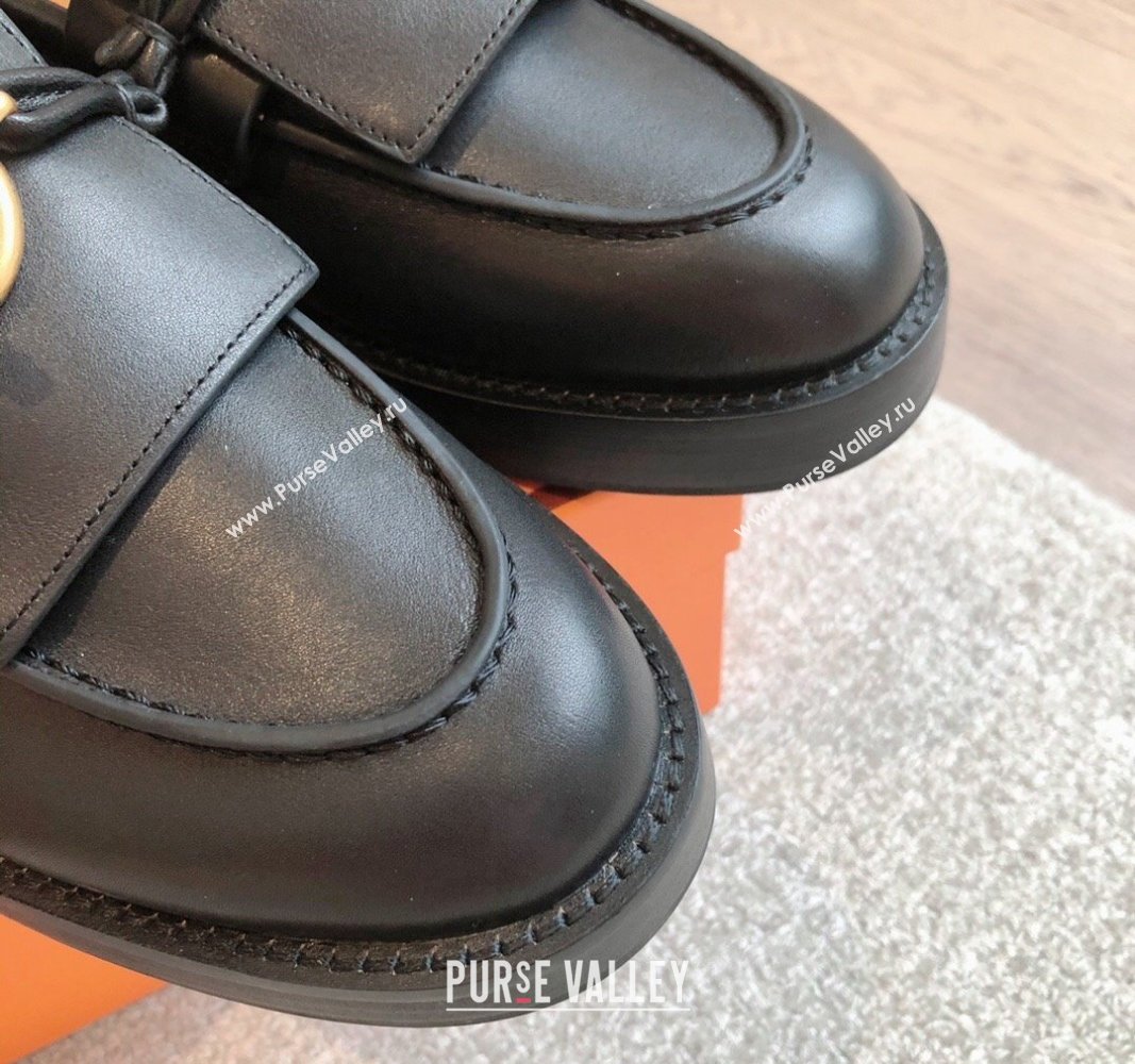 Hermes Impact Loafers Flat in Calfskin with Glenan Buckle Black 2024 (XC-240703039)