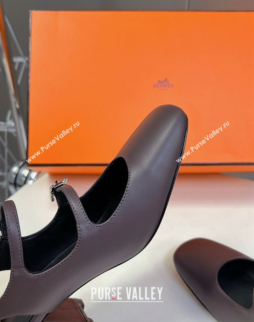 Hermes Jackie Slingback Pumps 5cm in Calfskin with H Buckle Grey 2024 (MD-240703049)