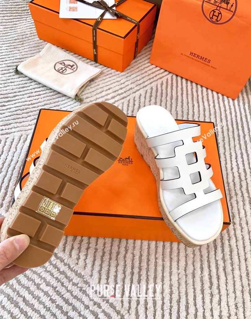 Hermes Isabella 30 Platform Slides Sandal in Calfskin White 2024 (MD-240703056)