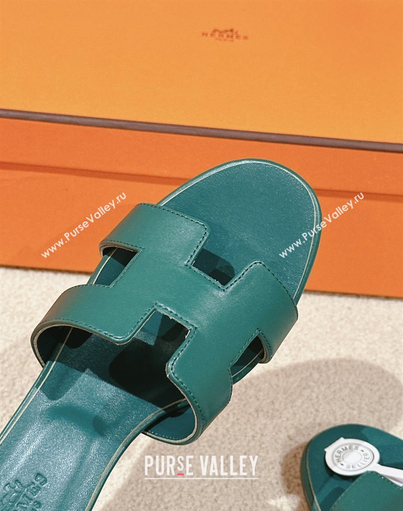 Hermes Oasis Heel Slides Sandal 5cm in Calfskin Dark Green 2024 0724001 (MD-240724024)