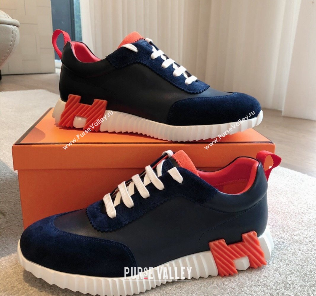 Hermes Bouncing Sneakers in Suede and Calfskin Blue/Orange 2024 0815 (XC-240815011)