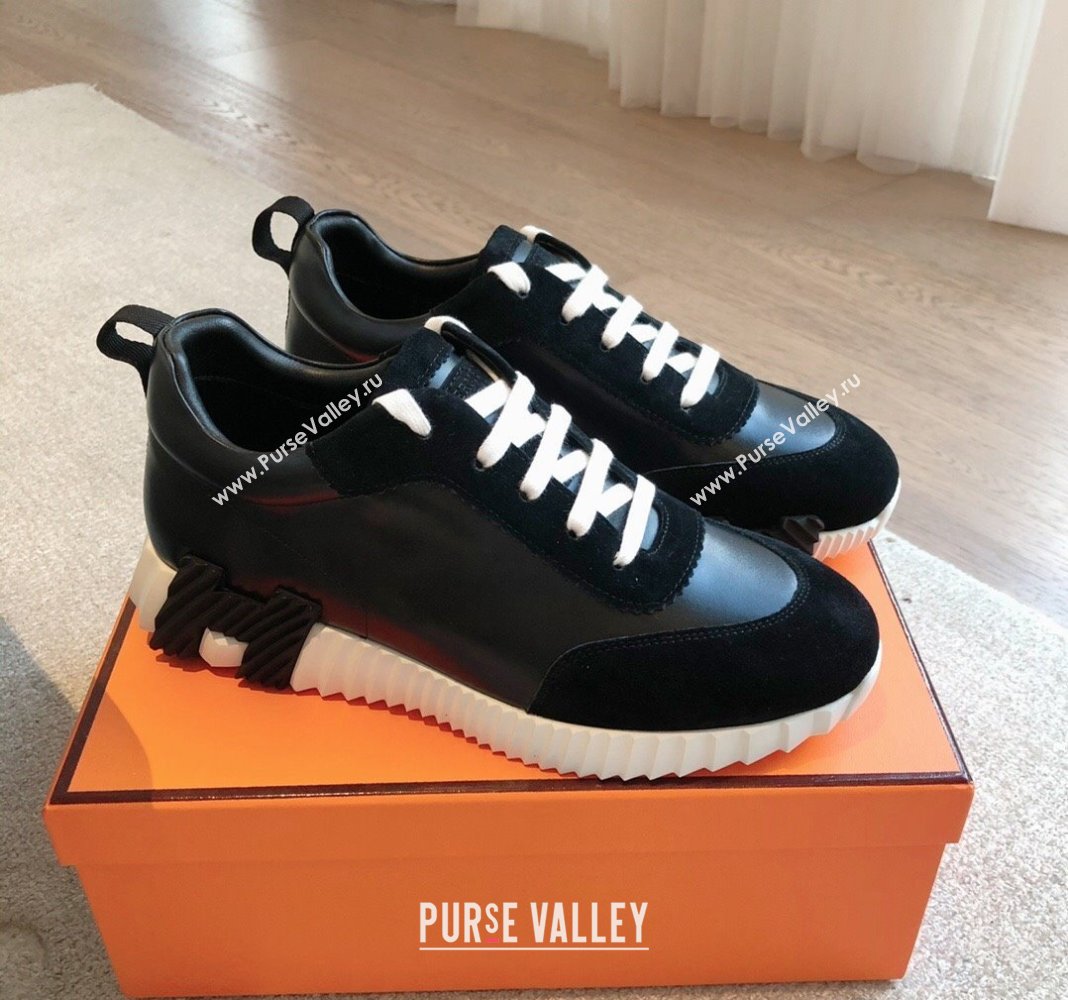 Hermes Bouncing Sneakers in Suede and Calfskin Black 2 2024 0815 (XC-240815012)