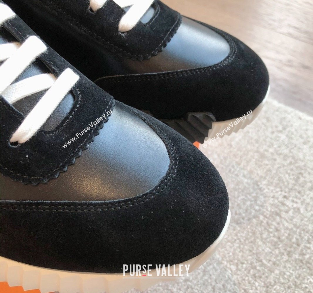 Hermes Bouncing Sneakers in Suede and Calfskin Black 2 2024 0815 (XC-240815012)