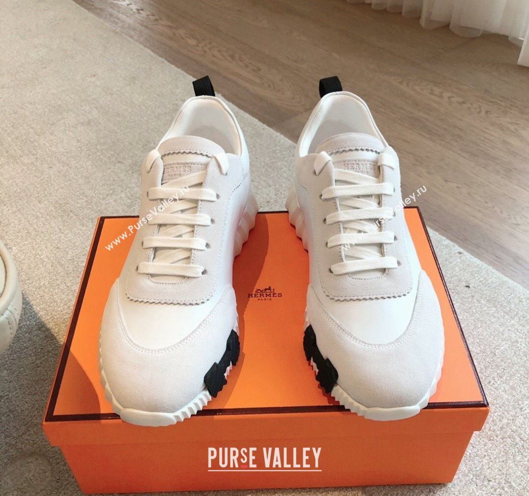 Hermes Bouncing Sneakers in Suede and Calfskin White 2 2024 0815 (XC-240815013)