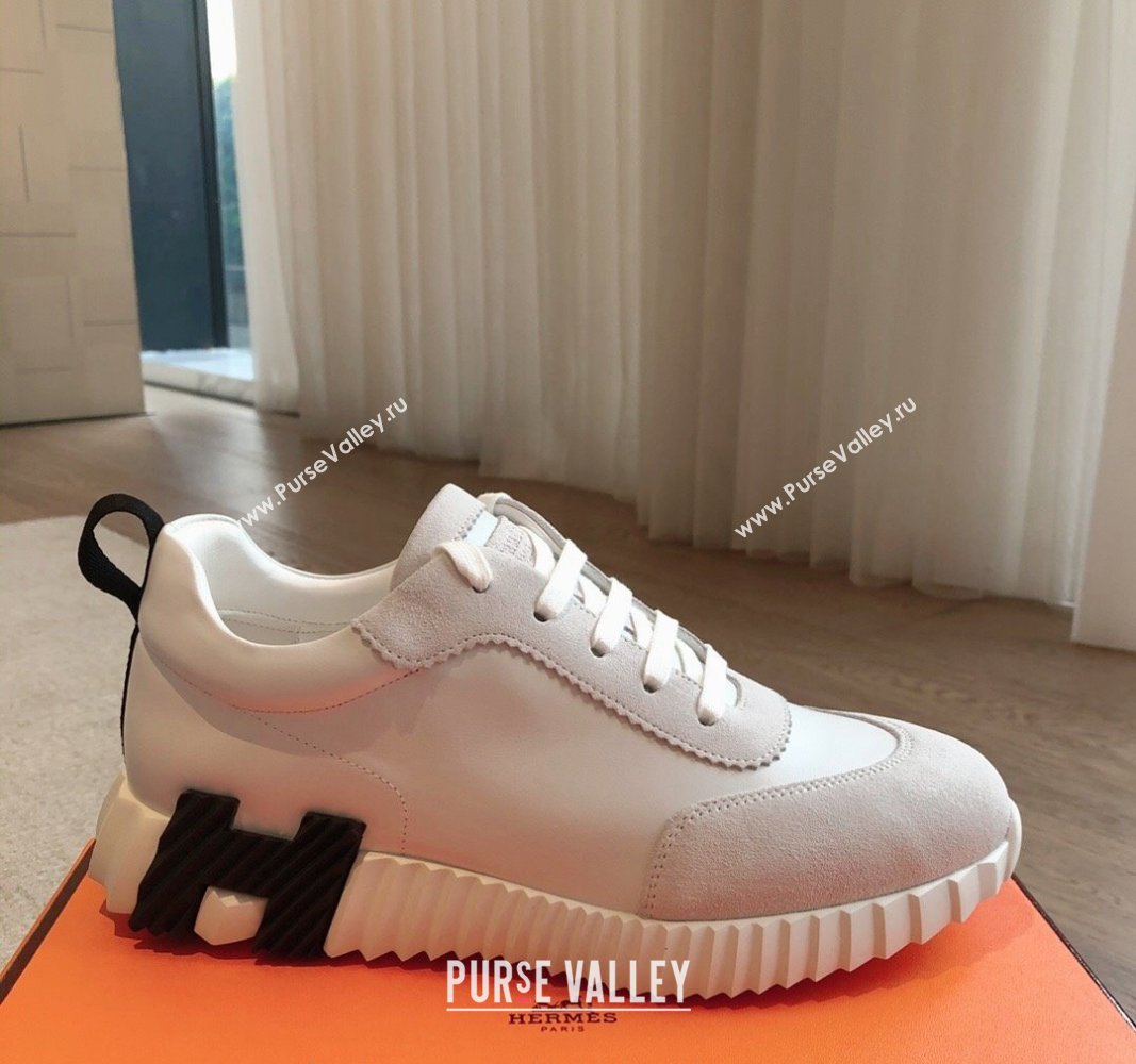 Hermes Bouncing Sneakers in Suede and Calfskin White 2 2024 0815 (XC-240815013)