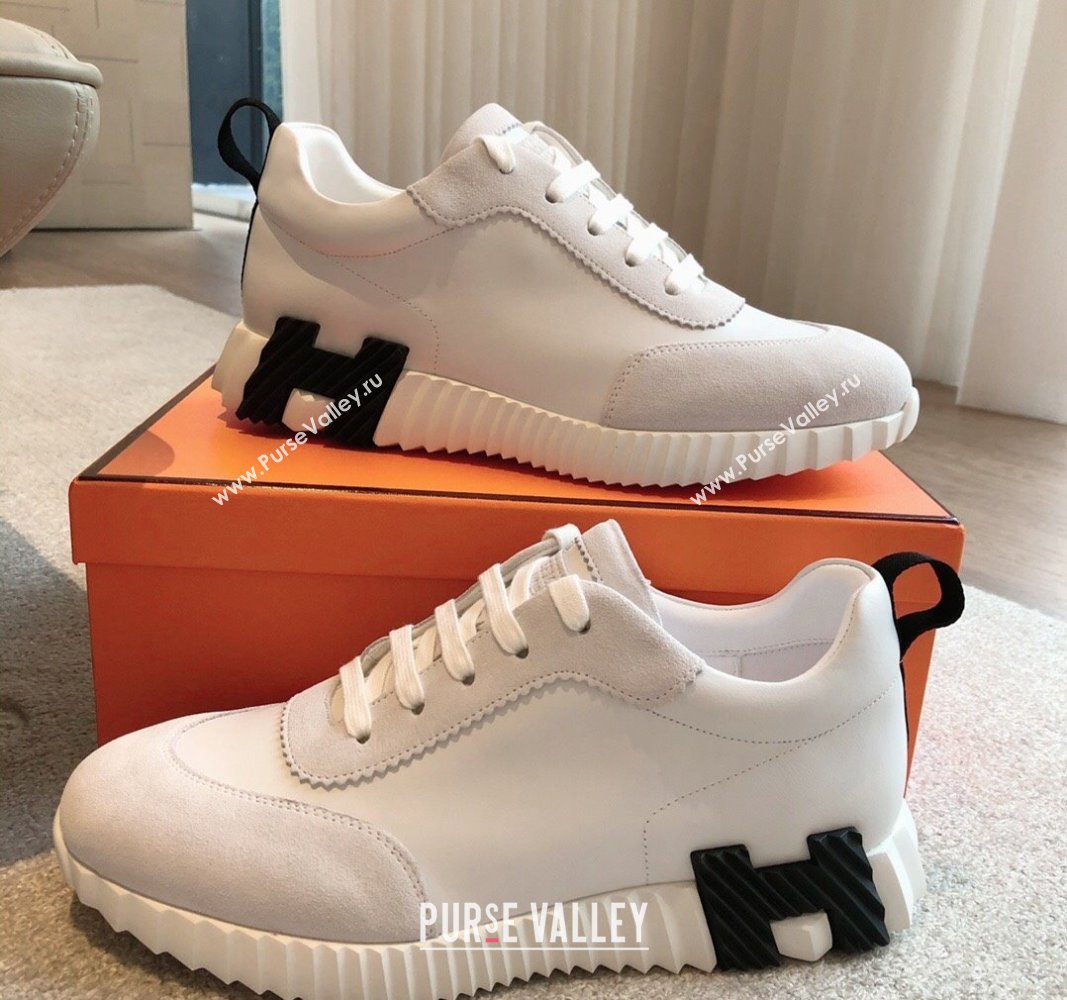 Hermes Bouncing Sneakers in Suede and Calfskin White 2 2024 0815 (XC-240815013)