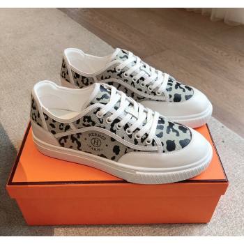 Hermes Get Low-top Sneakers in Printed Leopard Canvas White 2024 0815 (XC-240815001)