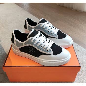 Hermes Get Low-top Sneakers in Denim and Calfskin Blue/Black 2024 0815 (XC-240815004)