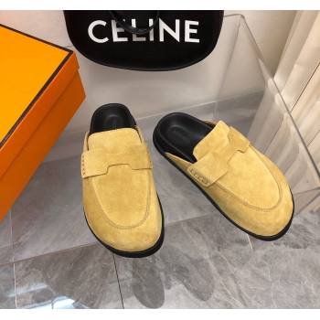 Hermes Go Mules in Suede with H cut-out Yellow 2024 0815 (MD-240815056)