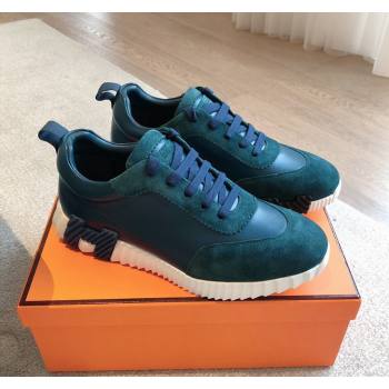 Hermes Bouncing Sneakers in Suede and Calfskin Green/Blue 2024 0815 (XC-240815007)