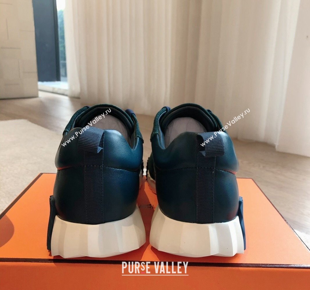 Hermes Bouncing Sneakers in Suede and Calfskin Green/Blue 2024 0815 (XC-240815007)