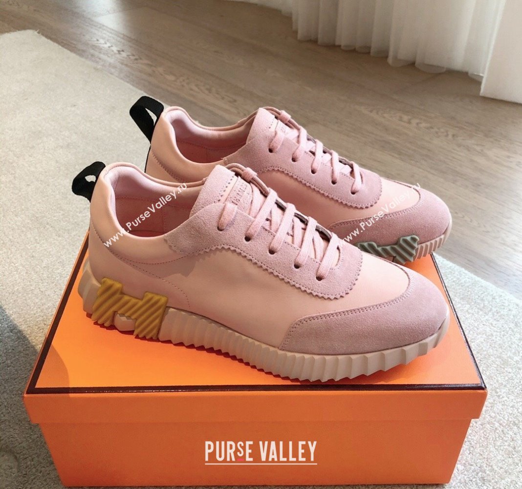 Hermes Bouncing Sneakers in Suede and Calfskin Light Pink 2024 0815 (XC-240815009)