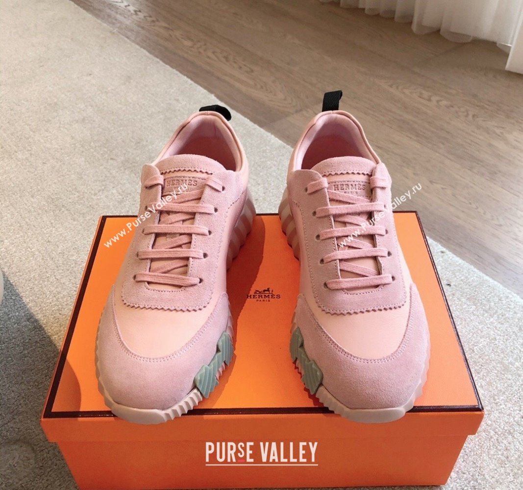 Hermes Bouncing Sneakers in Suede and Calfskin Light Pink 2024 0815 (XC-240815009)