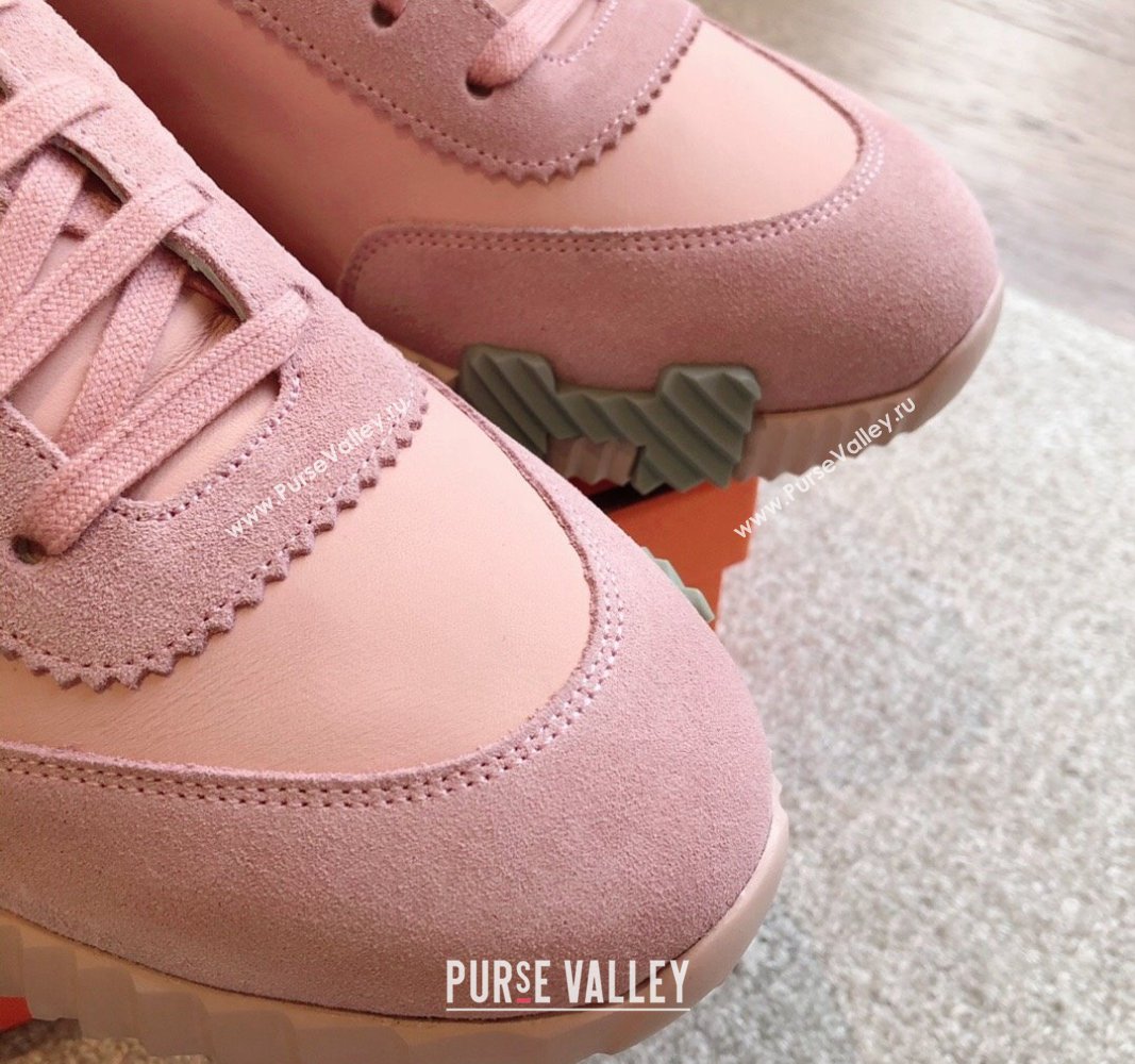 Hermes Bouncing Sneakers in Suede and Calfskin Light Pink 2024 0815 (XC-240815009)