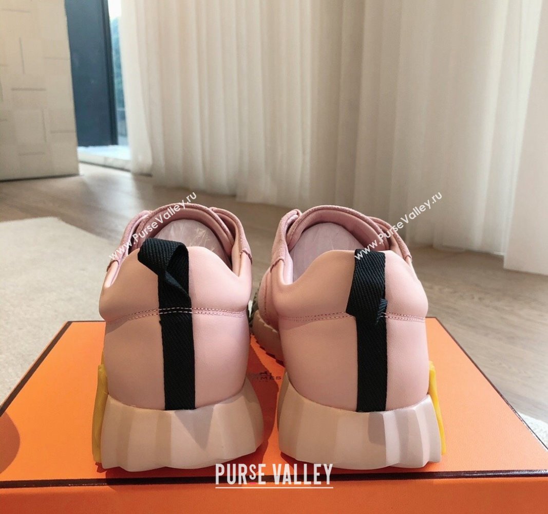 Hermes Bouncing Sneakers in Suede and Calfskin Light Pink 2024 0815 (XC-240815009)