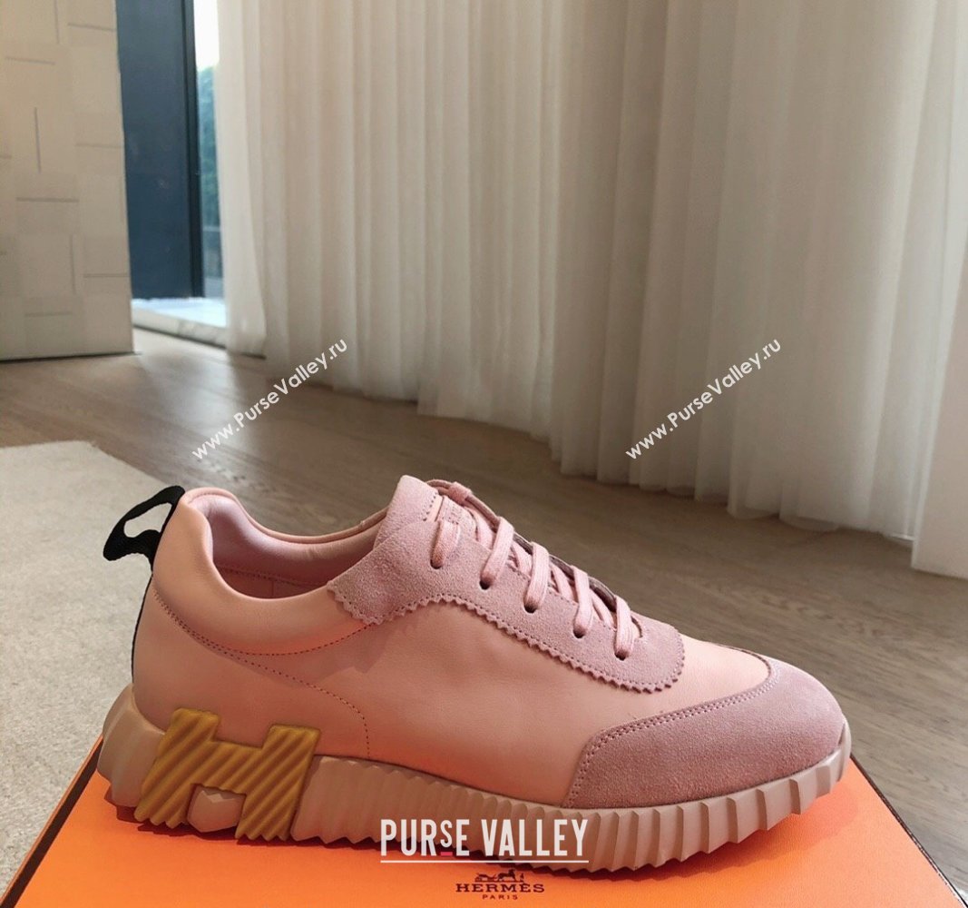 Hermes Bouncing Sneakers in Suede and Calfskin Light Pink 2024 0815 (XC-240815009)