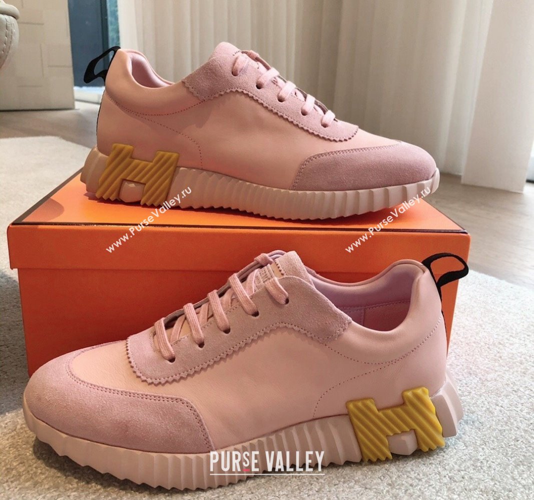 Hermes Bouncing Sneakers in Suede and Calfskin Light Pink 2024 0815 (XC-240815009)