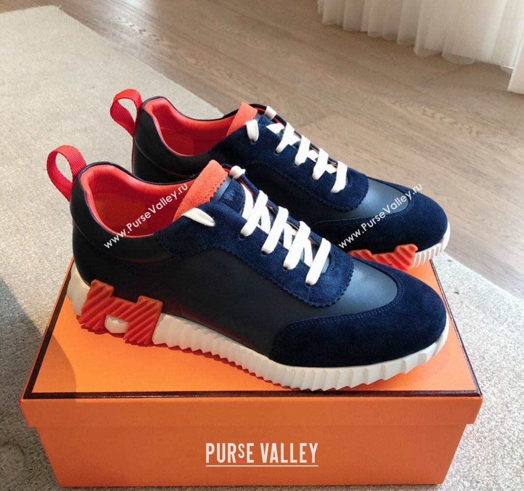 Hermes Bouncing Sneakers in Suede and Calfskin Blue/Orange 2024 0815 (XC-240815011)