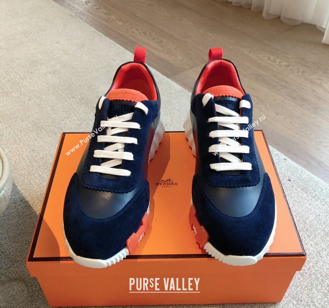 Hermes Bouncing Sneakers in Suede and Calfskin Blue/Orange 2024 0815 (XC-240815011)