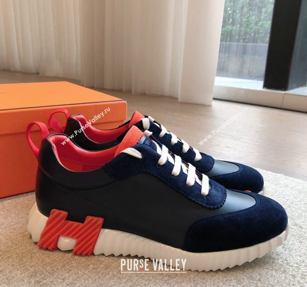 Hermes Bouncing Sneakers in Suede and Calfskin Blue/Orange 2024 0815 (XC-240815011)