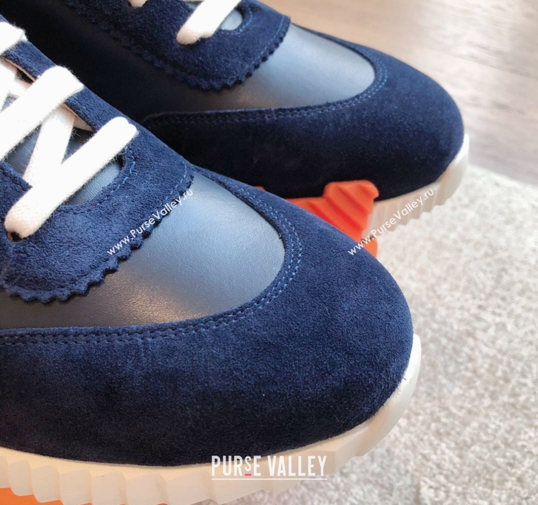 Hermes Bouncing Sneakers in Suede and Calfskin Blue/Orange 2024 0815 (XC-240815011)