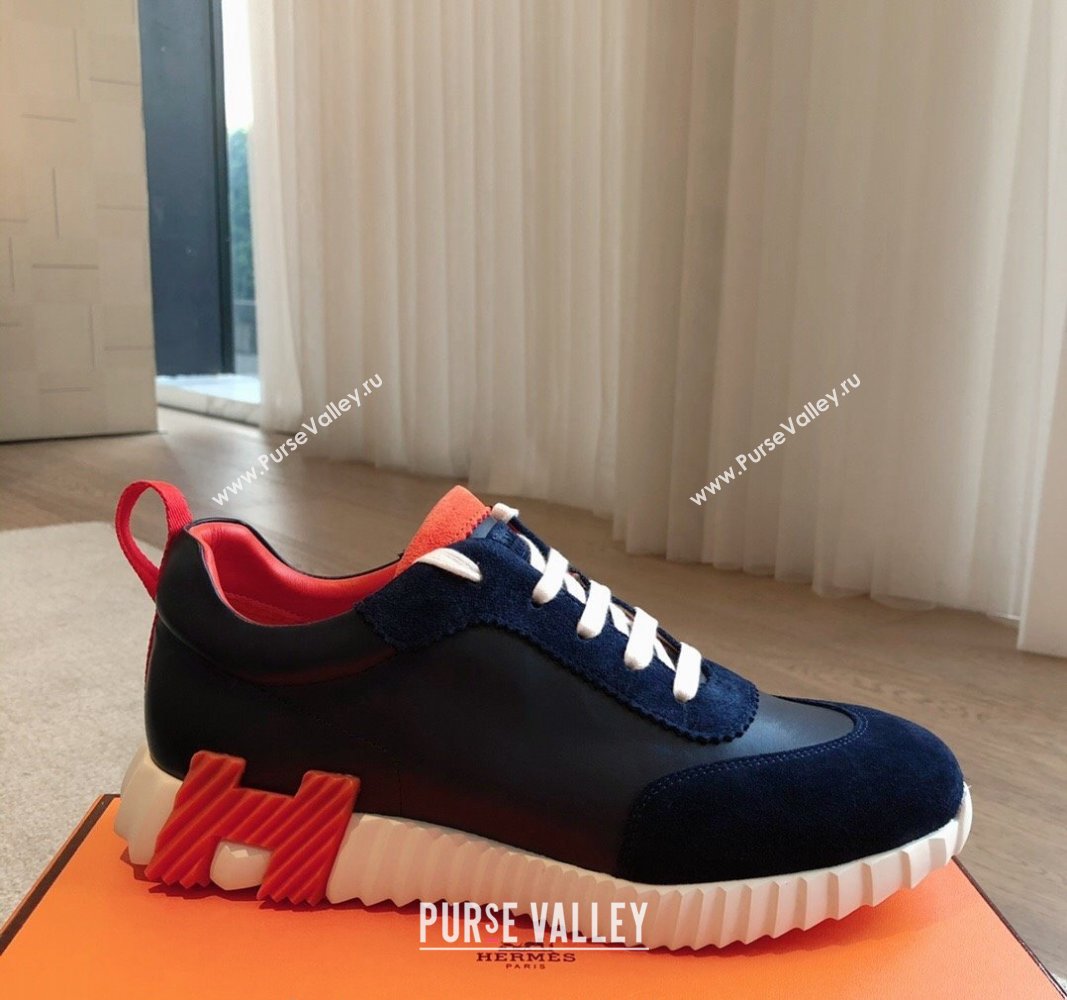 Hermes Bouncing Sneakers in Suede and Calfskin Blue/Orange 2024 0815 (XC-240815011)