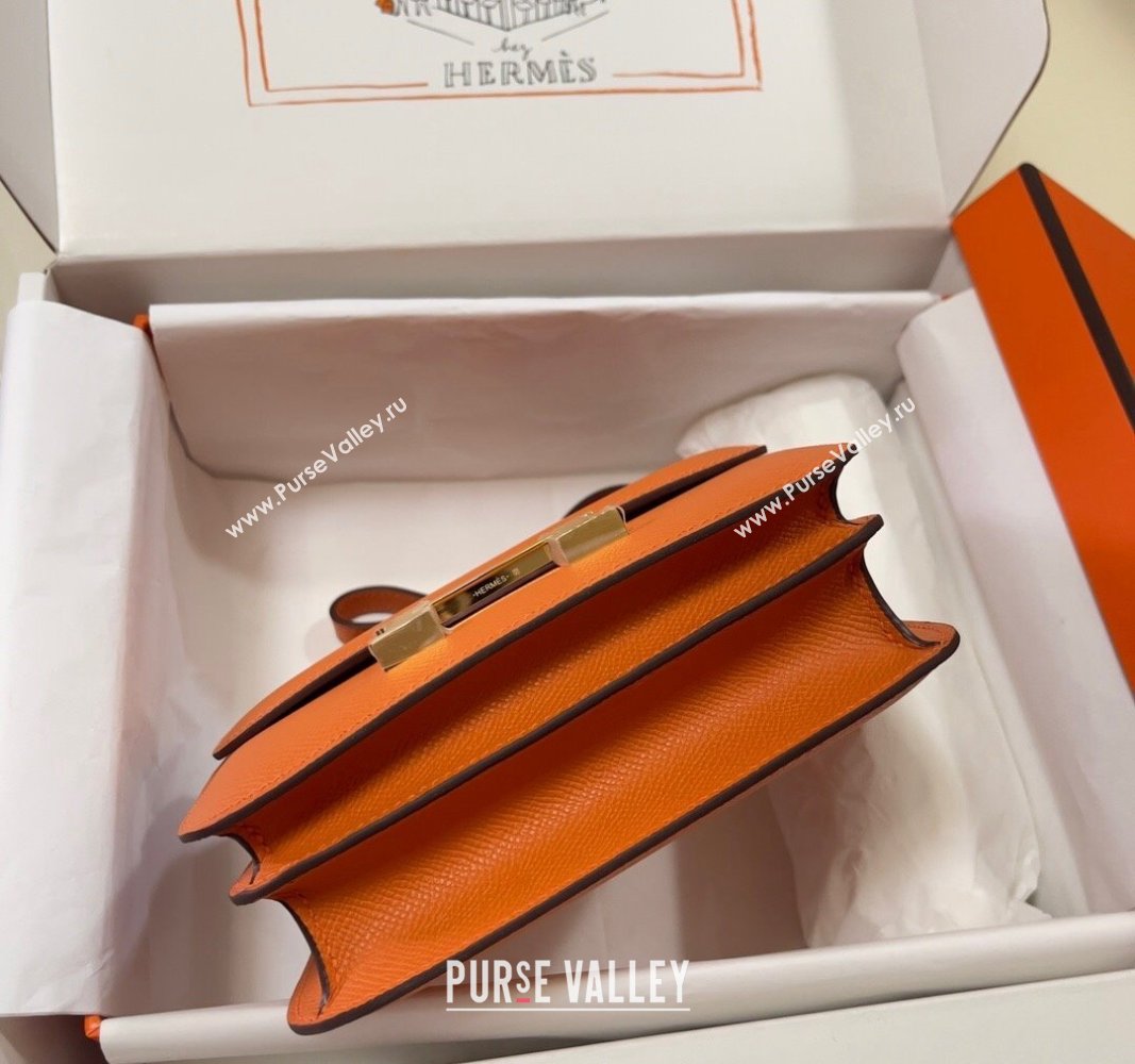 Hermes Constance Mini Bag 18cm in Epsom Palm-Grained Leather Orange/Gold 2024 (Half Handmade) (FLI-240828068)