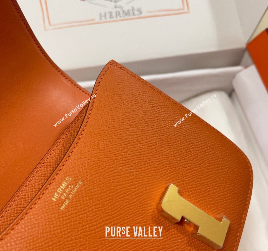 Hermes Constance Mini Bag 18cm in Epsom Palm-Grained Leather Orange/Gold 2024 (Half Handmade) (FLI-240828068)