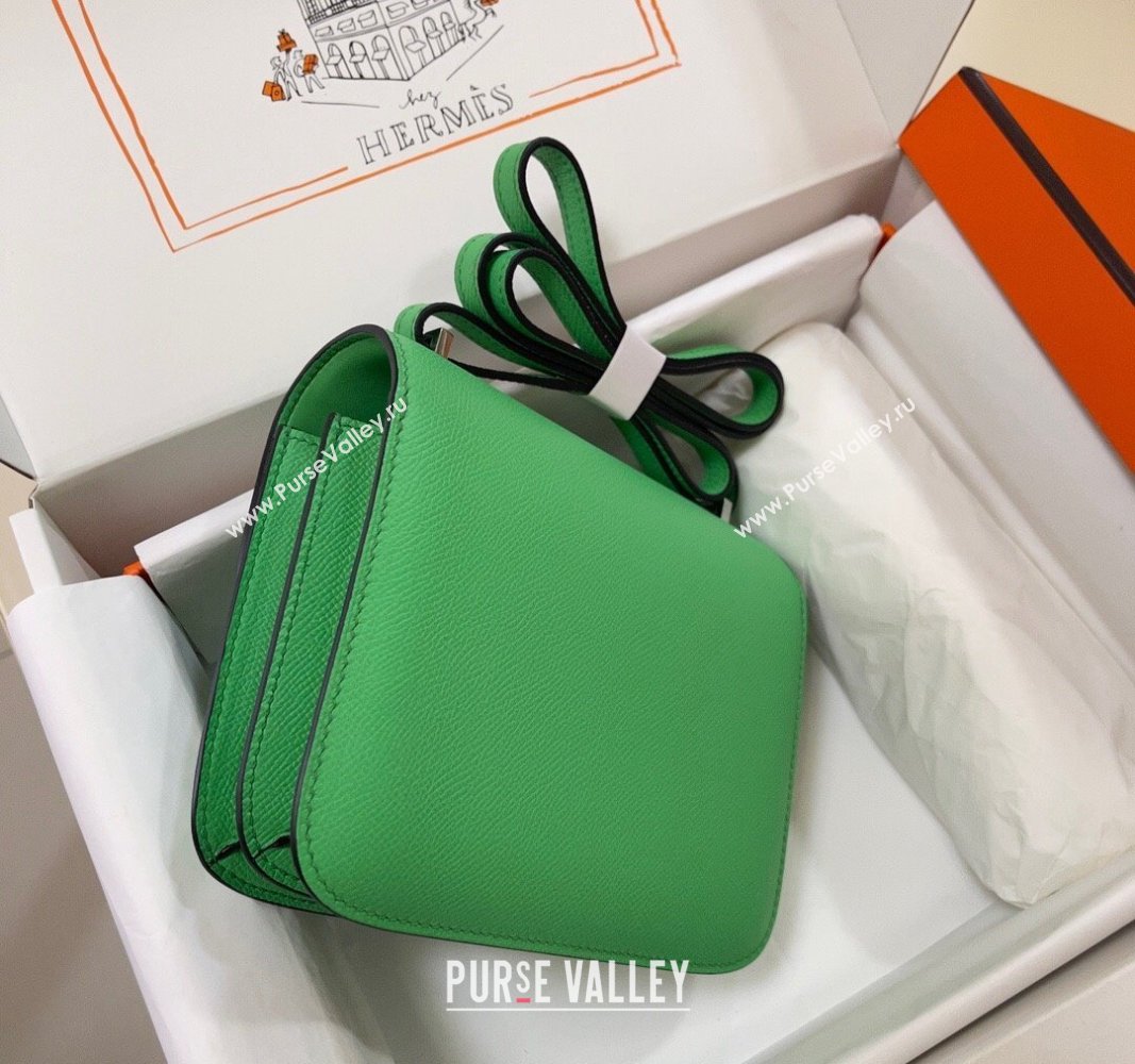 Hermes Constance Mini Bag 18cm in Epsom Palm-Grained Leather Cartoon Green/Silver 2024 (Half Handmade) (FLI-240828069)