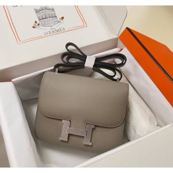 Hermes Constance Mini Bag 18cm in Epsom Palm-Grained Leather Pitch Grey/Silver 2024 (Half Handmade) (FLI-240828058)